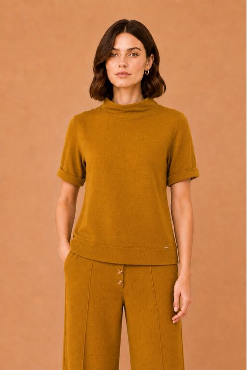 Blusa heritage gola alta MOSTARDA